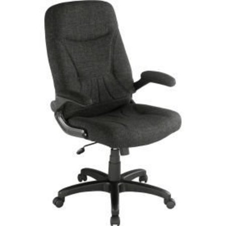 GLOBAL EQUIPMENT Interion    Executive Office Chair With High Back   Fixed Arms, Fabric, Black 9097AF